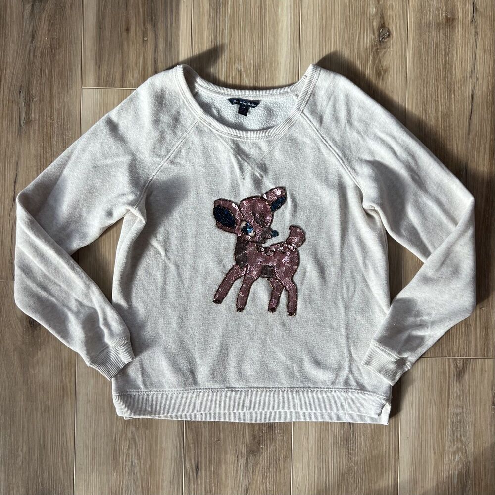 Girls Long Sleeve Sweatshirt with Baby Deer by American Eagle Outfitters sz sm